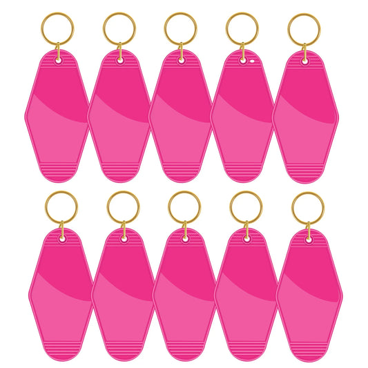 Pack of 10 Motel keyring - Bold Pink