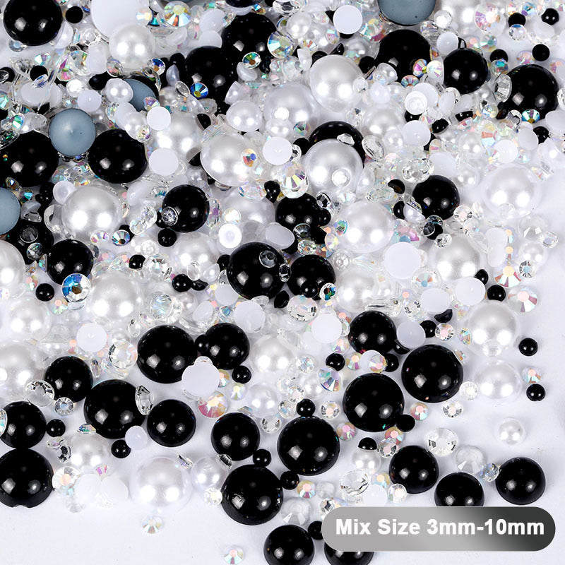 Pearl & Rhinestone mix - 30g bag - Monochrome