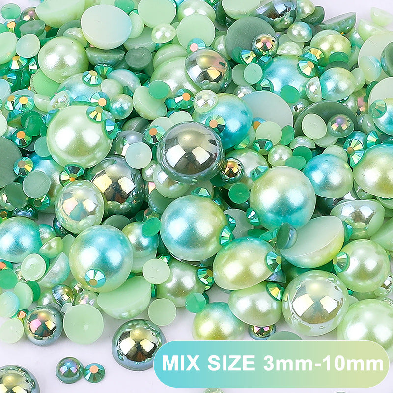 Pearl & Rhinestone mix - 30g bag - Leaf