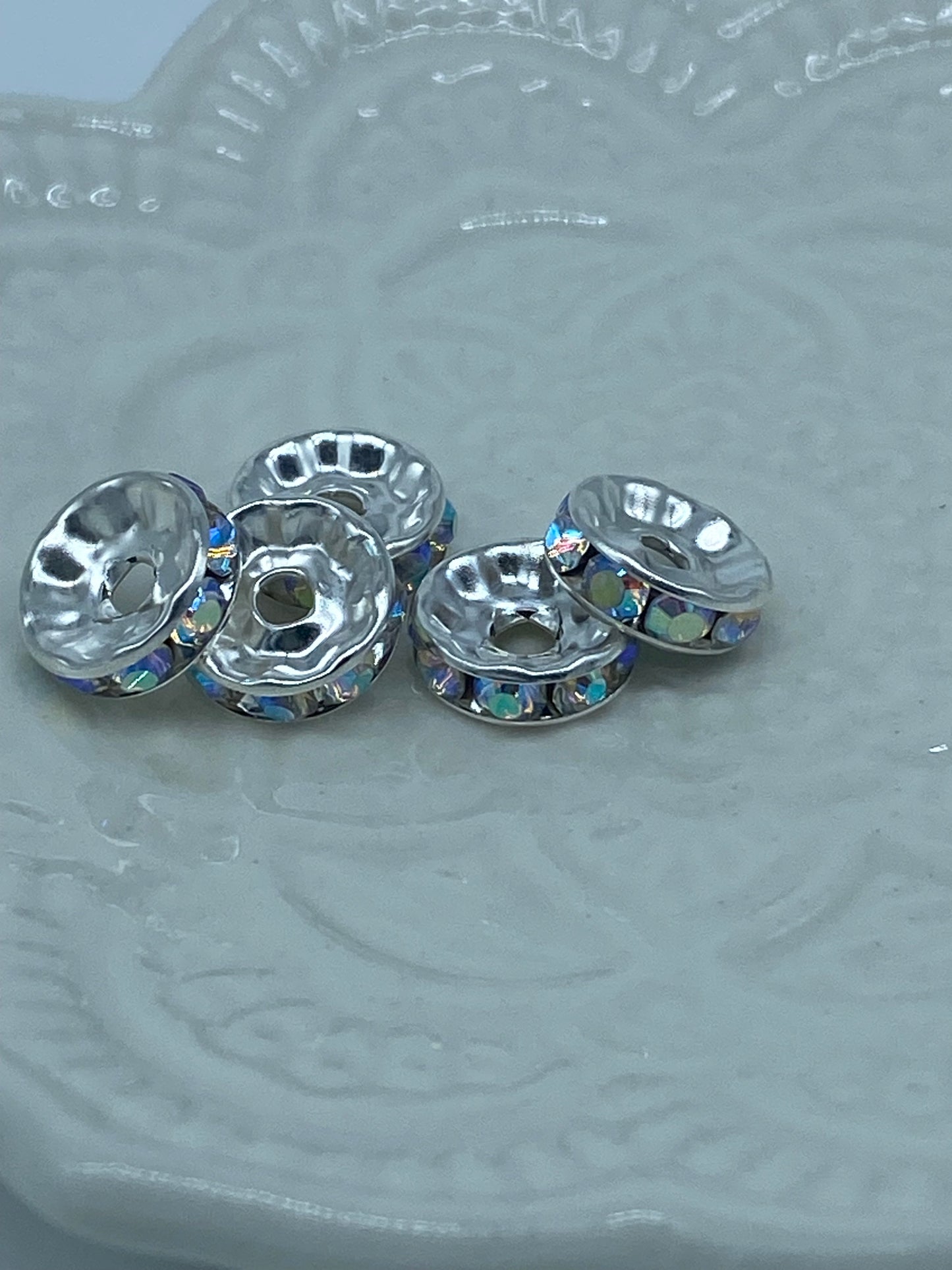 Rhinestone spacer pack of 5 - Iridescent