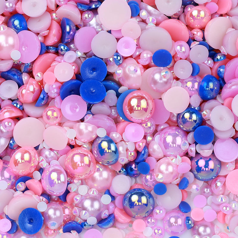 Pearl & Rhinestone mix - 30g bag - Bubblegum