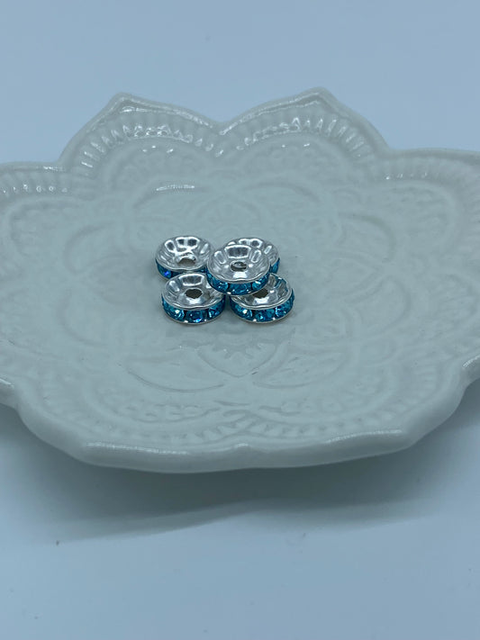 Rhinestone spacer pack of 5 - Blue stones