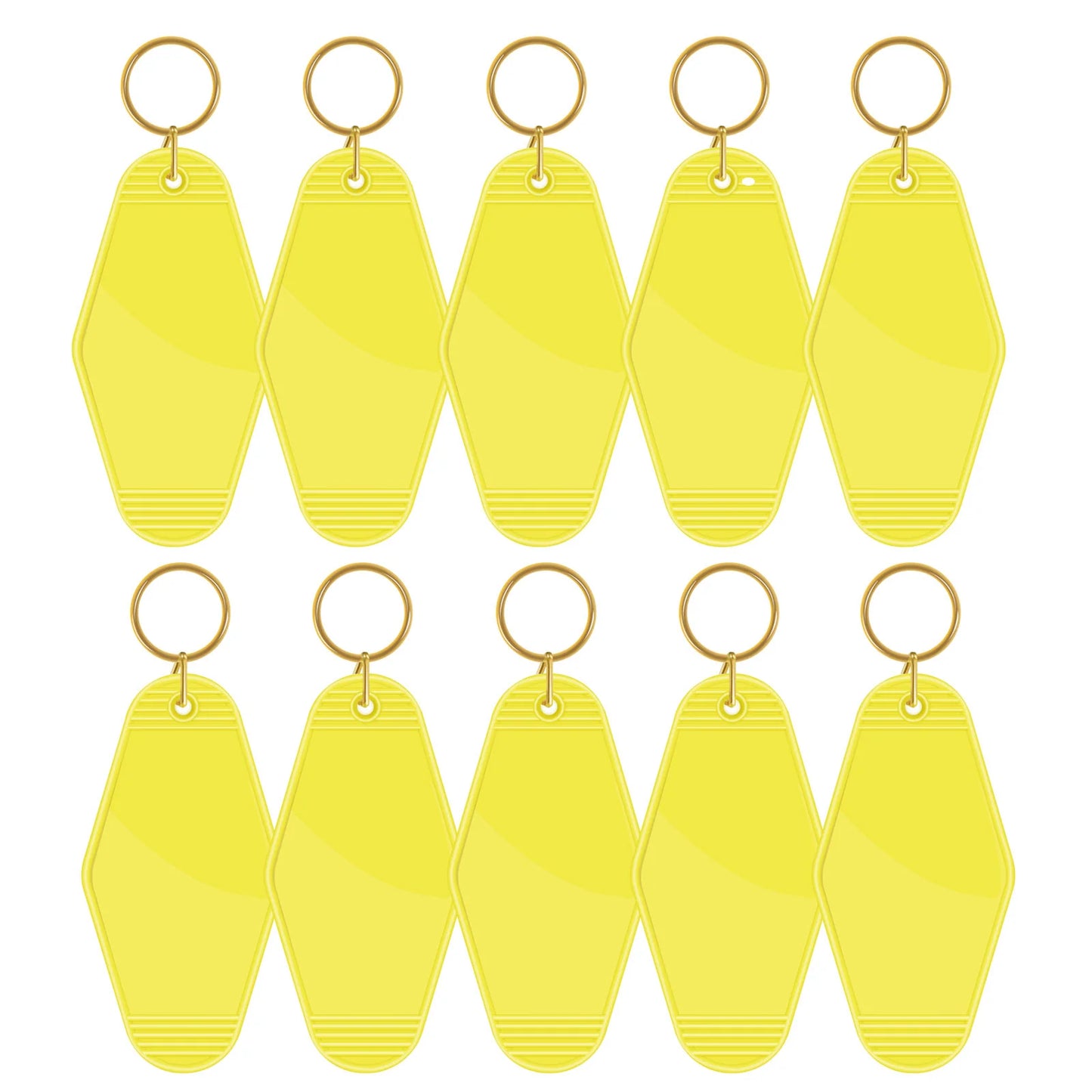 Pack of 10 Motel keyring - Carnation yellow