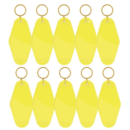 Pack of 10 Motel keyring - Carnation yellow