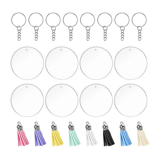 Pack of 8 round keyring kit