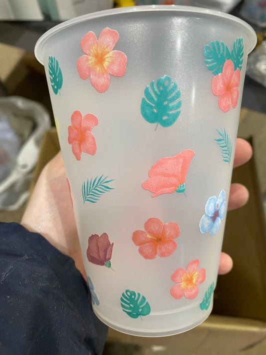 16oz colour changing floral cup - no lid