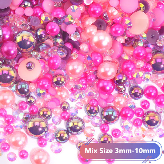 Pearl & Rhinestone mix - 30g bag - Cherry Pop